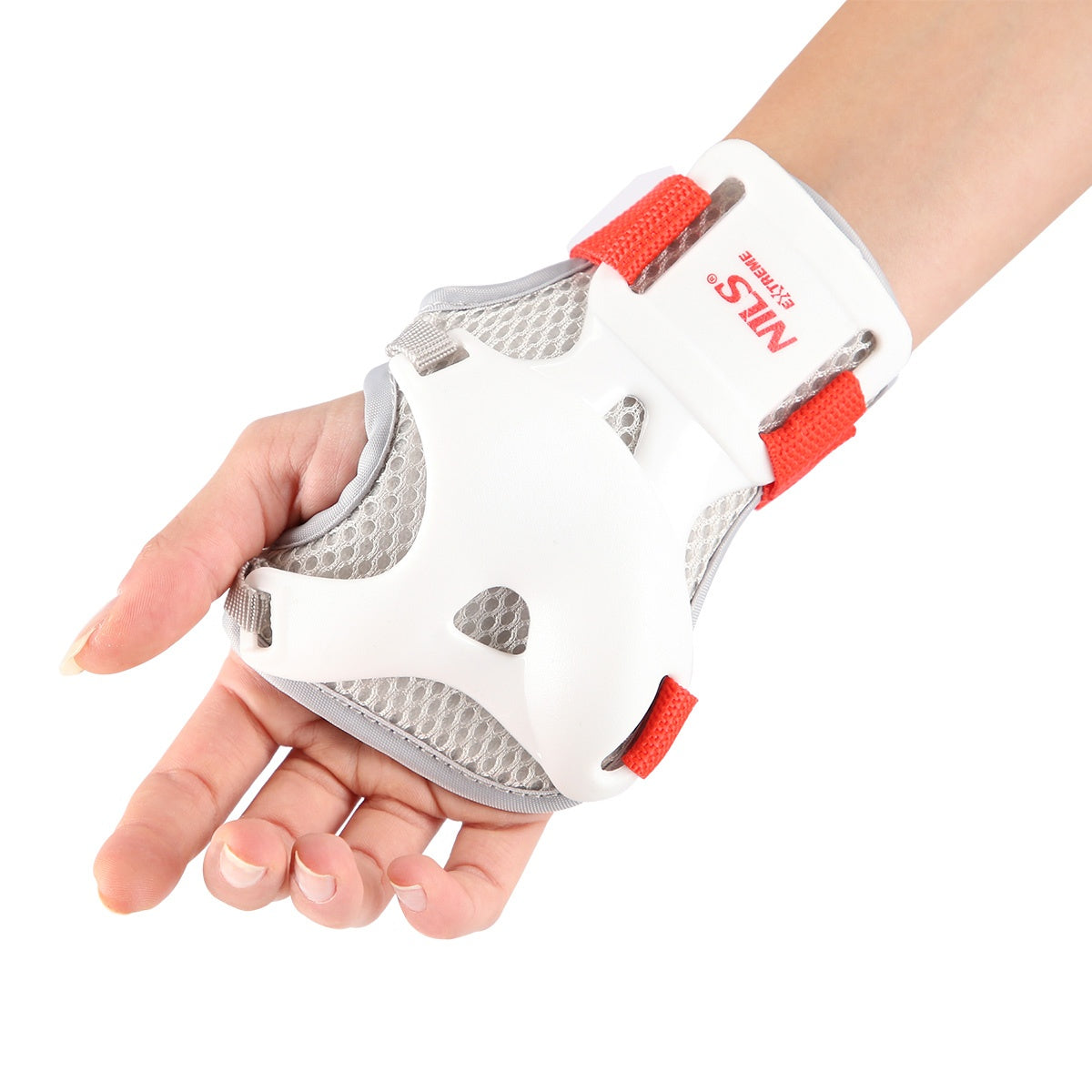 White Size L Knee and Elbow Protectors Set