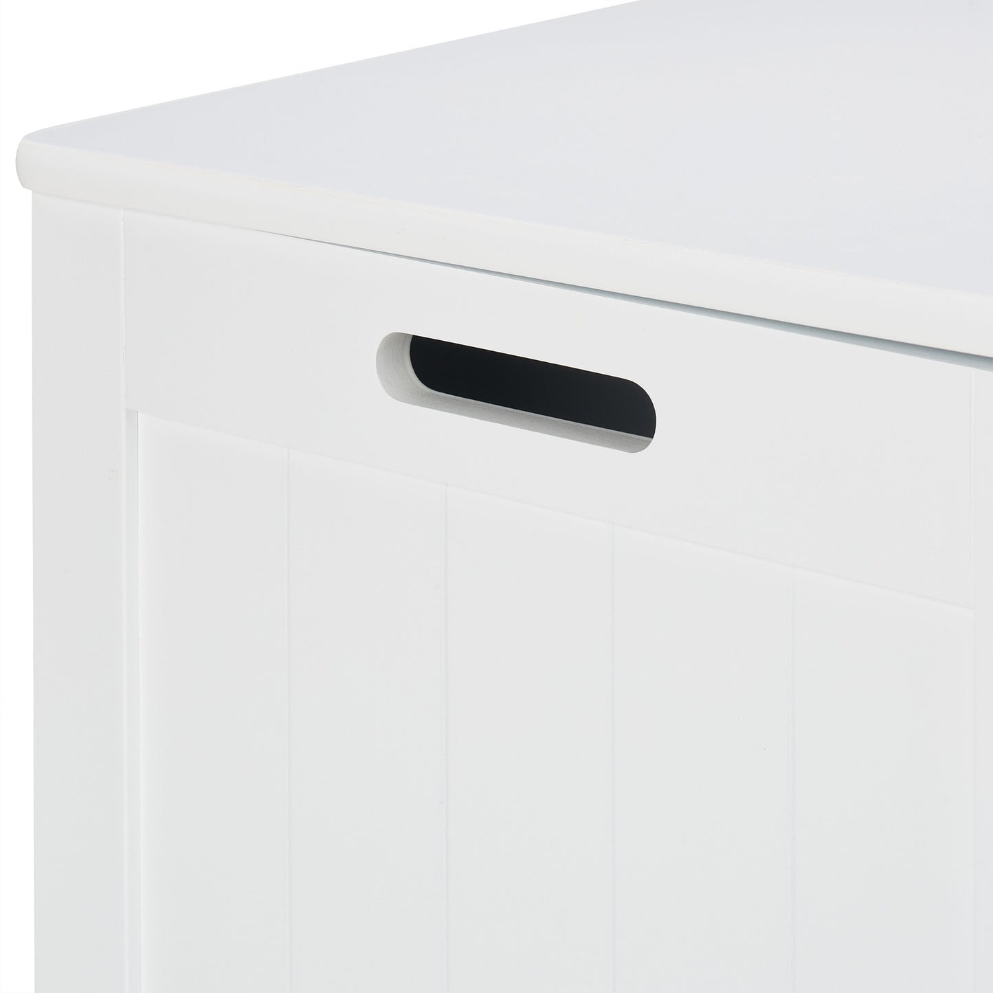 White Storage Chest with Lid – Slatted Design