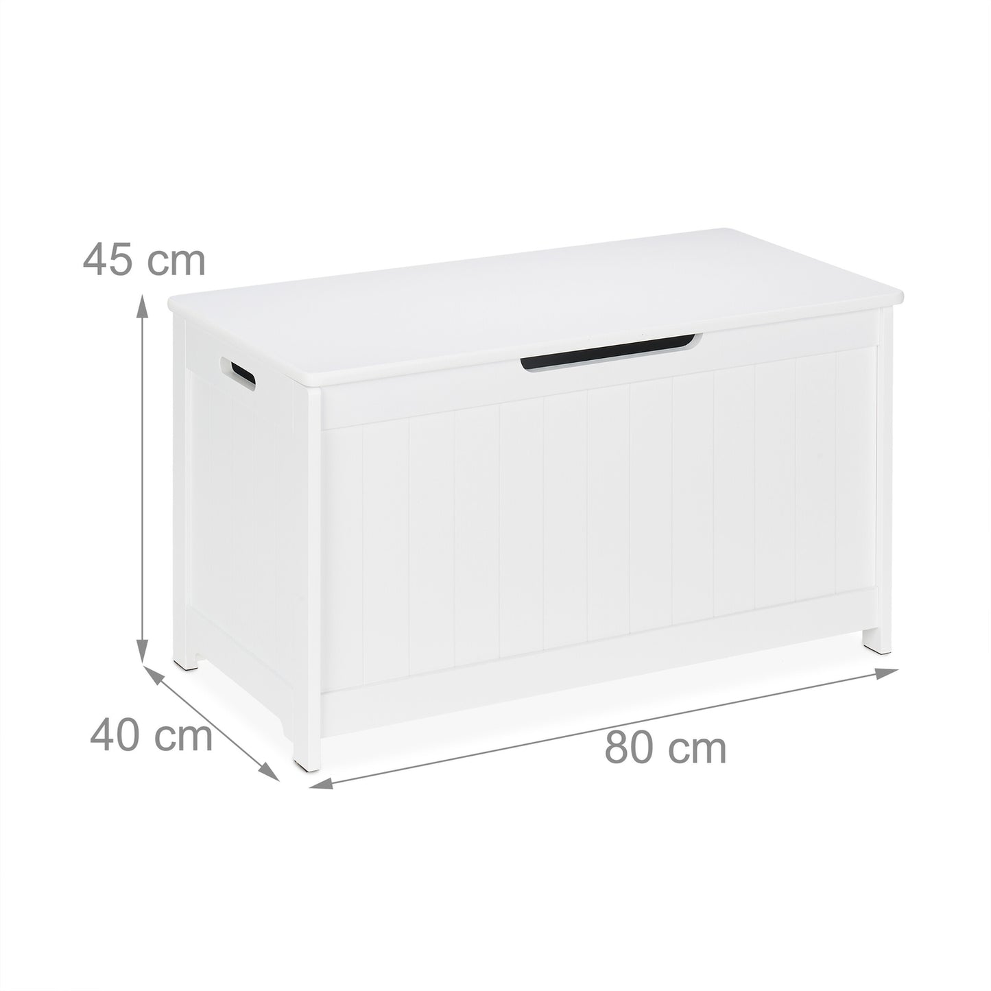 White Storage Chest with Lid – Slatted Design