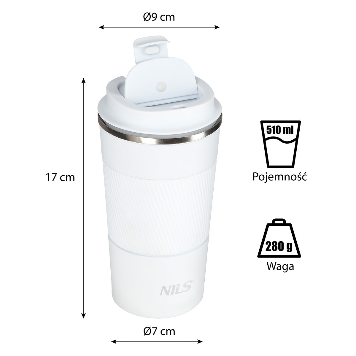 White Thermal Cup – Insulated, 9 oz Capacity