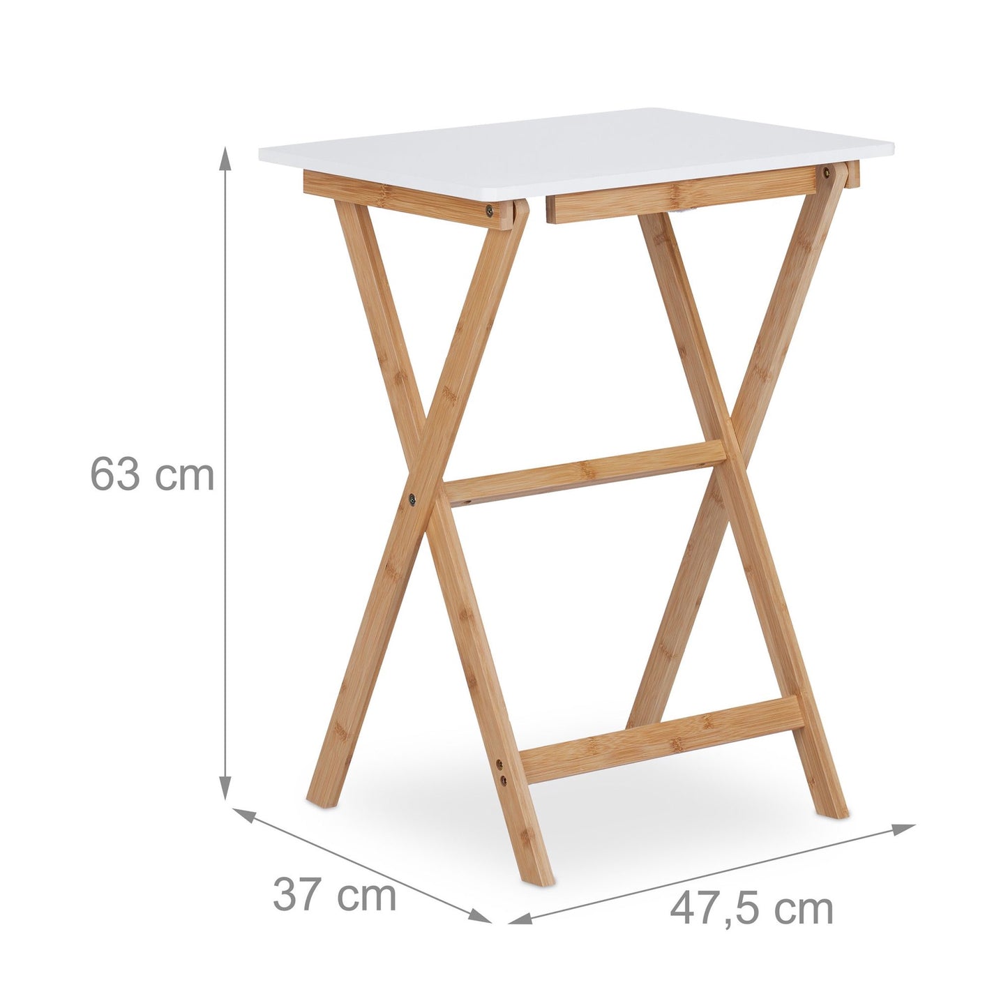 White bamboo folding table