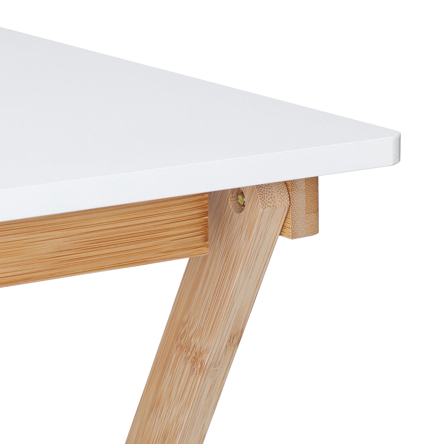 White bamboo folding table