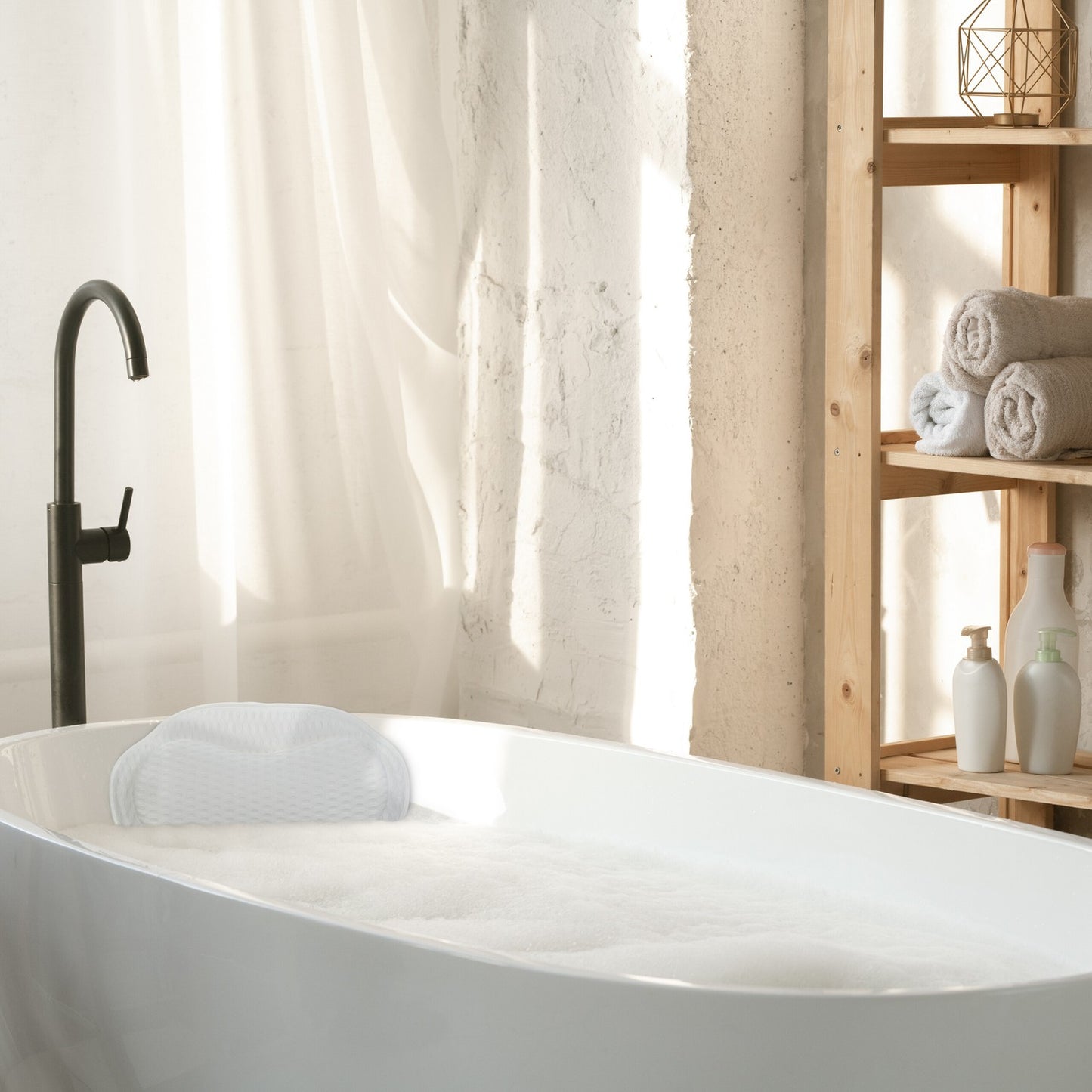 White bath pillow