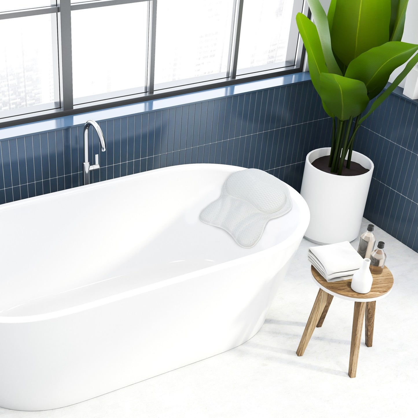 White bath pillow