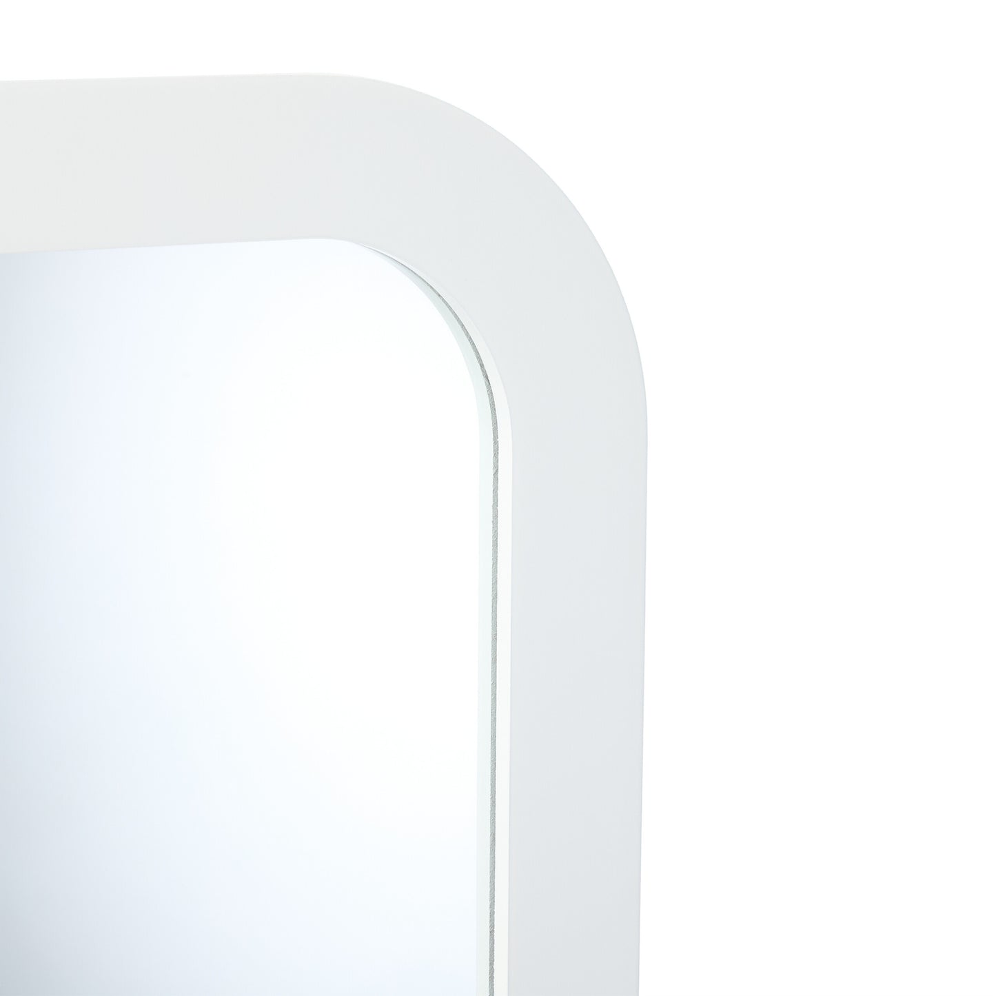White bathroom mirror with shelf