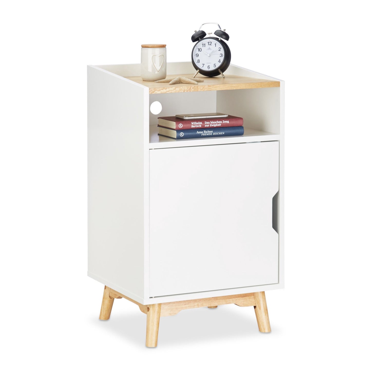 White bedside table