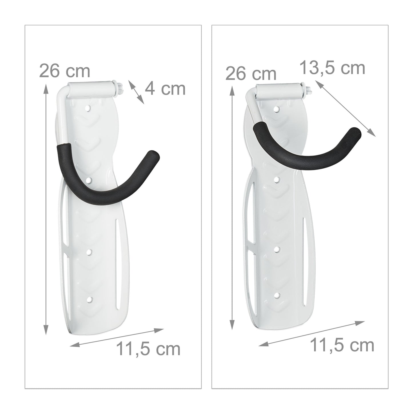 White bicycle holder wall set of 4