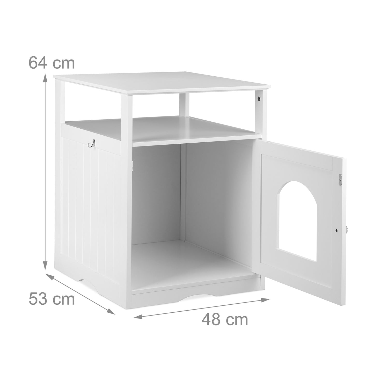 White cat cabinet with shelf