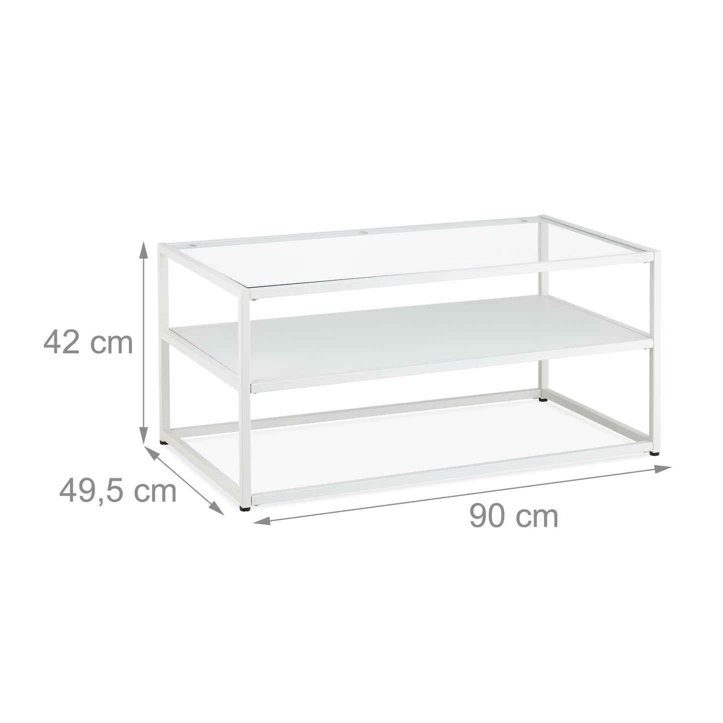 White coffee table with glass top