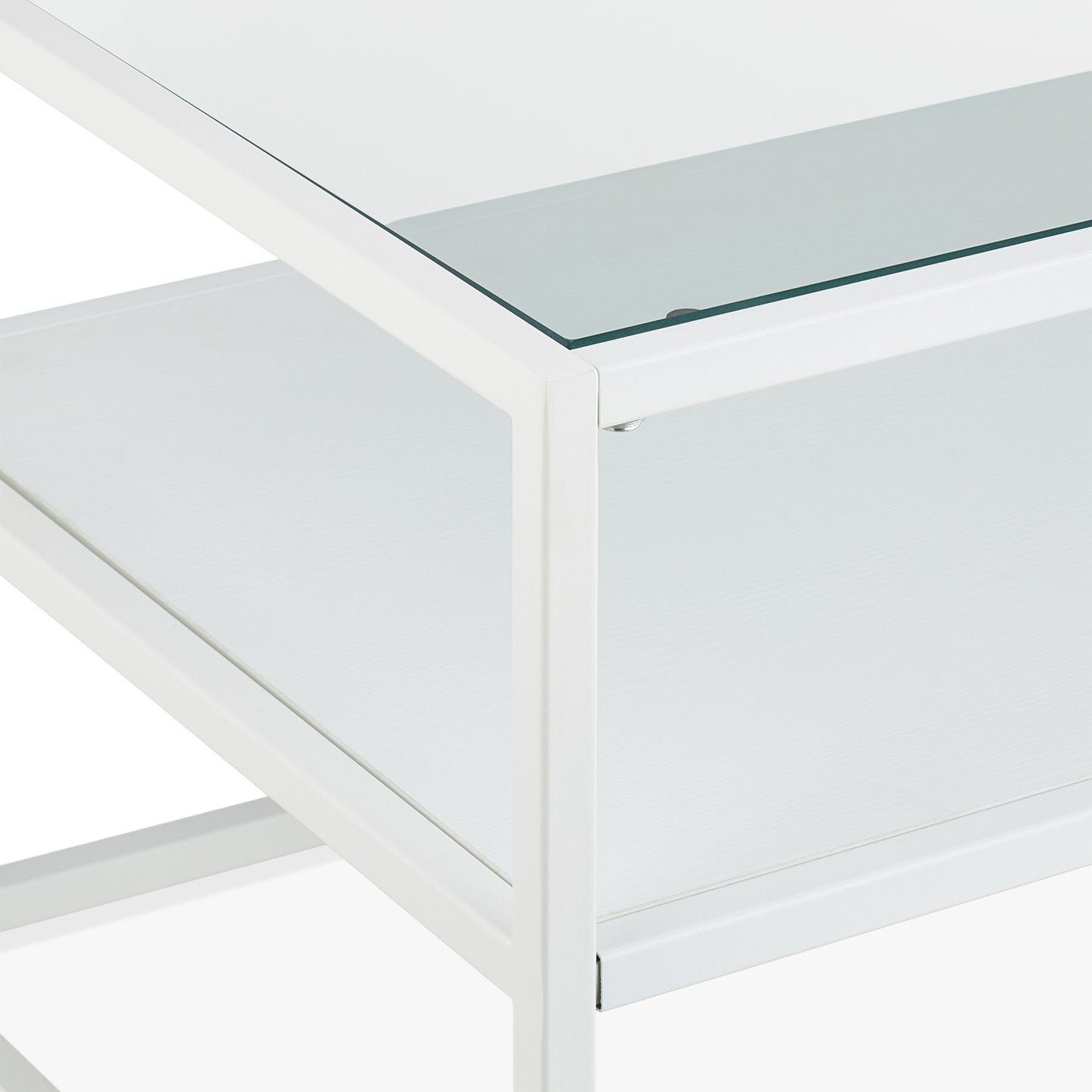 White coffee table with glass top