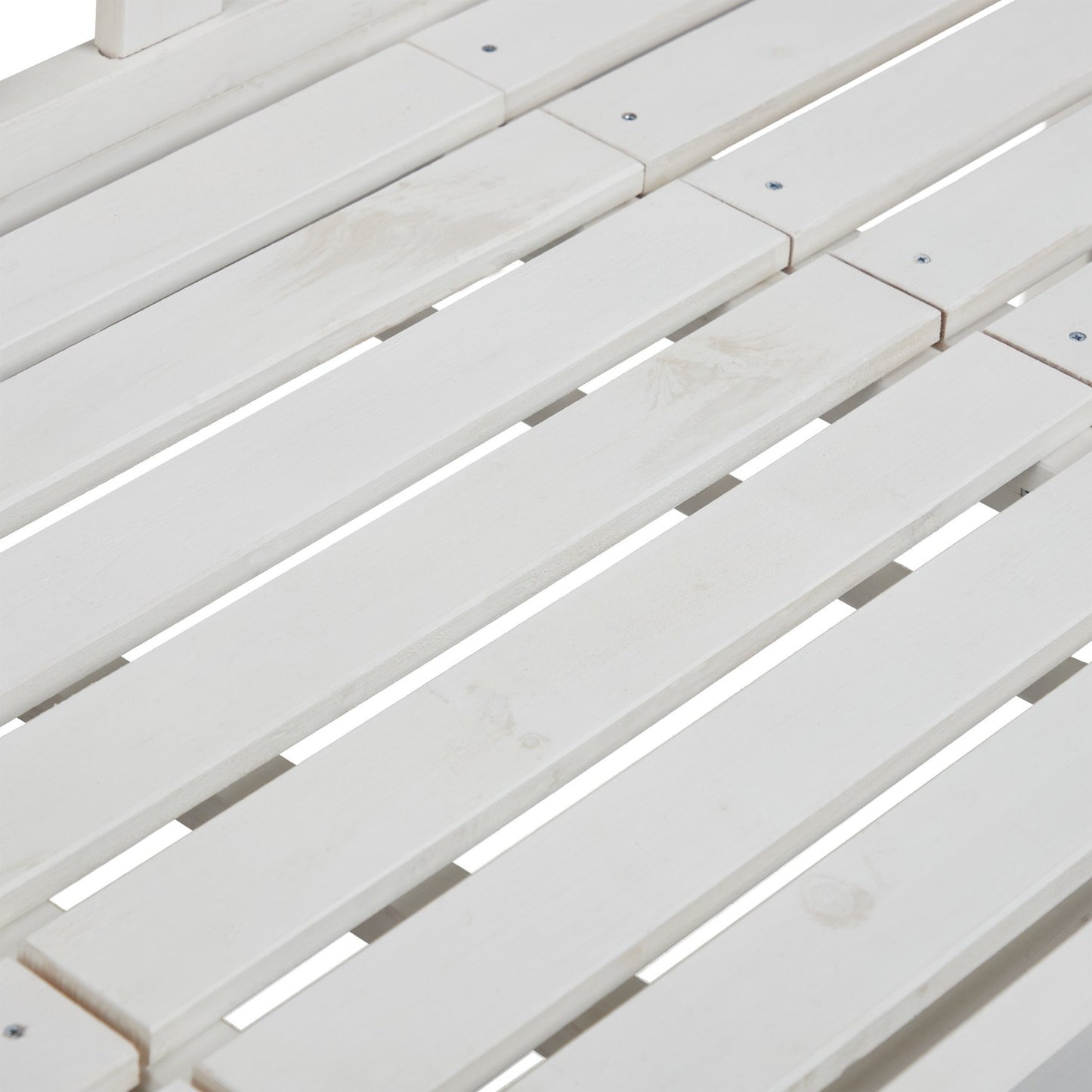 White garden bench with table