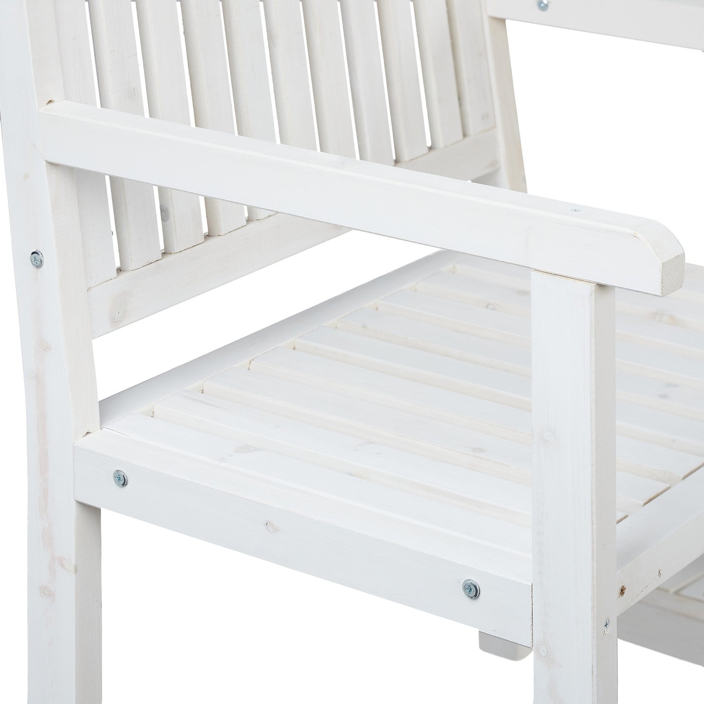 White garden bench with table