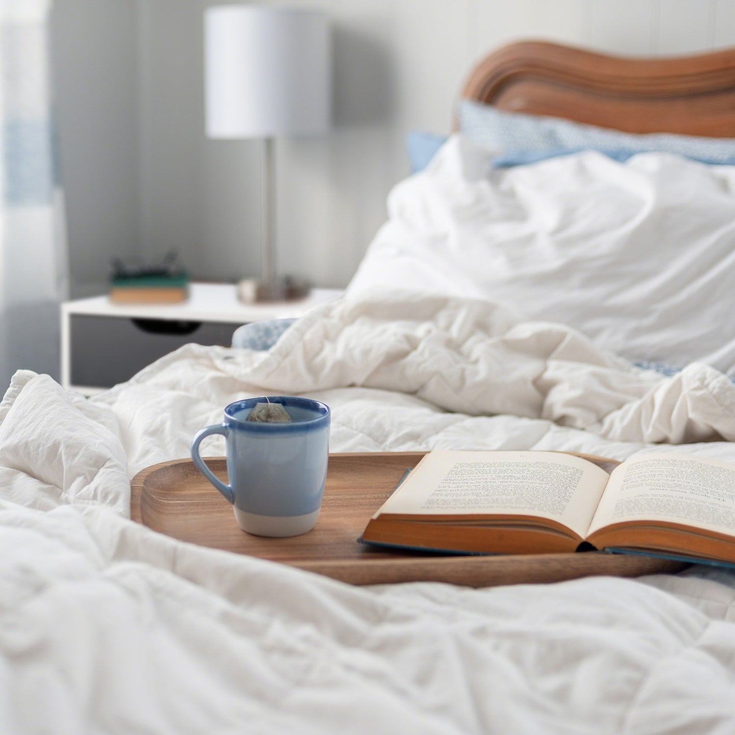 White & gray bedside table