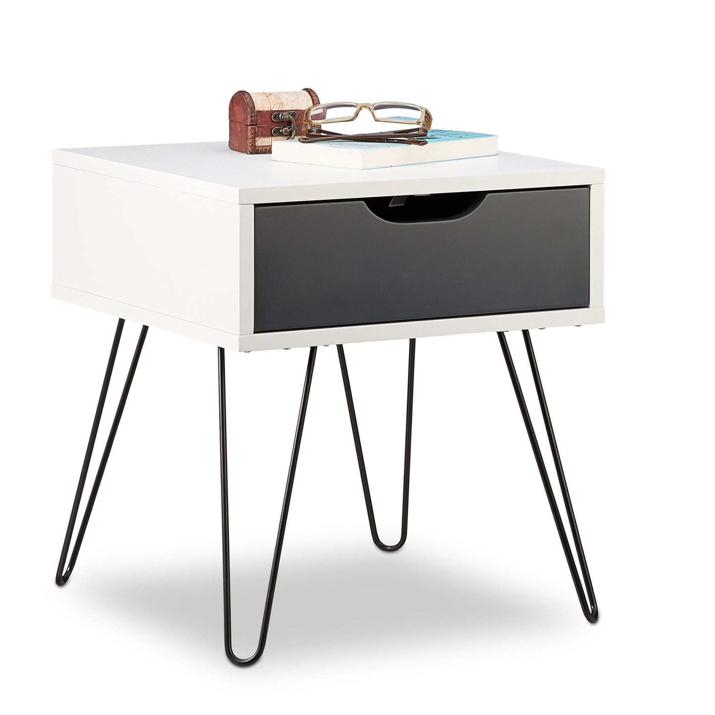 White & gray bedside table