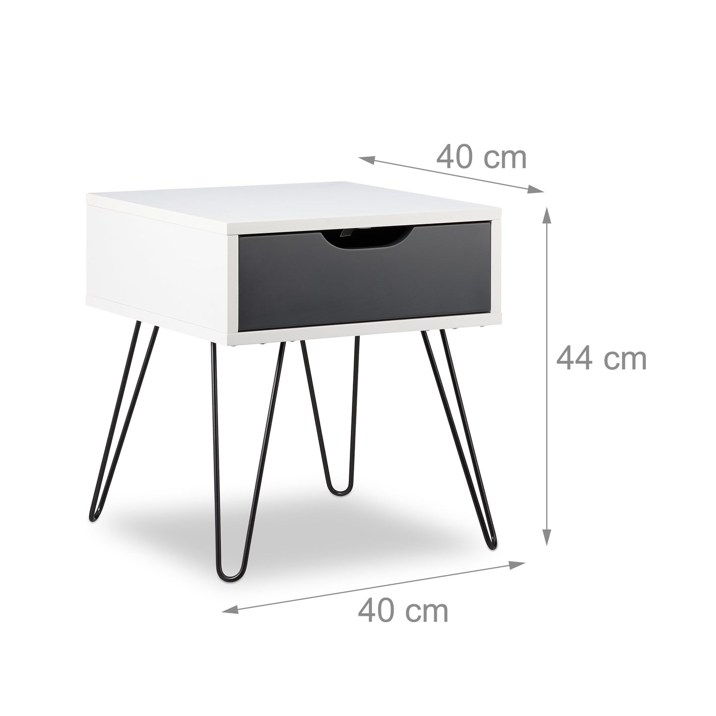 White & gray bedside table