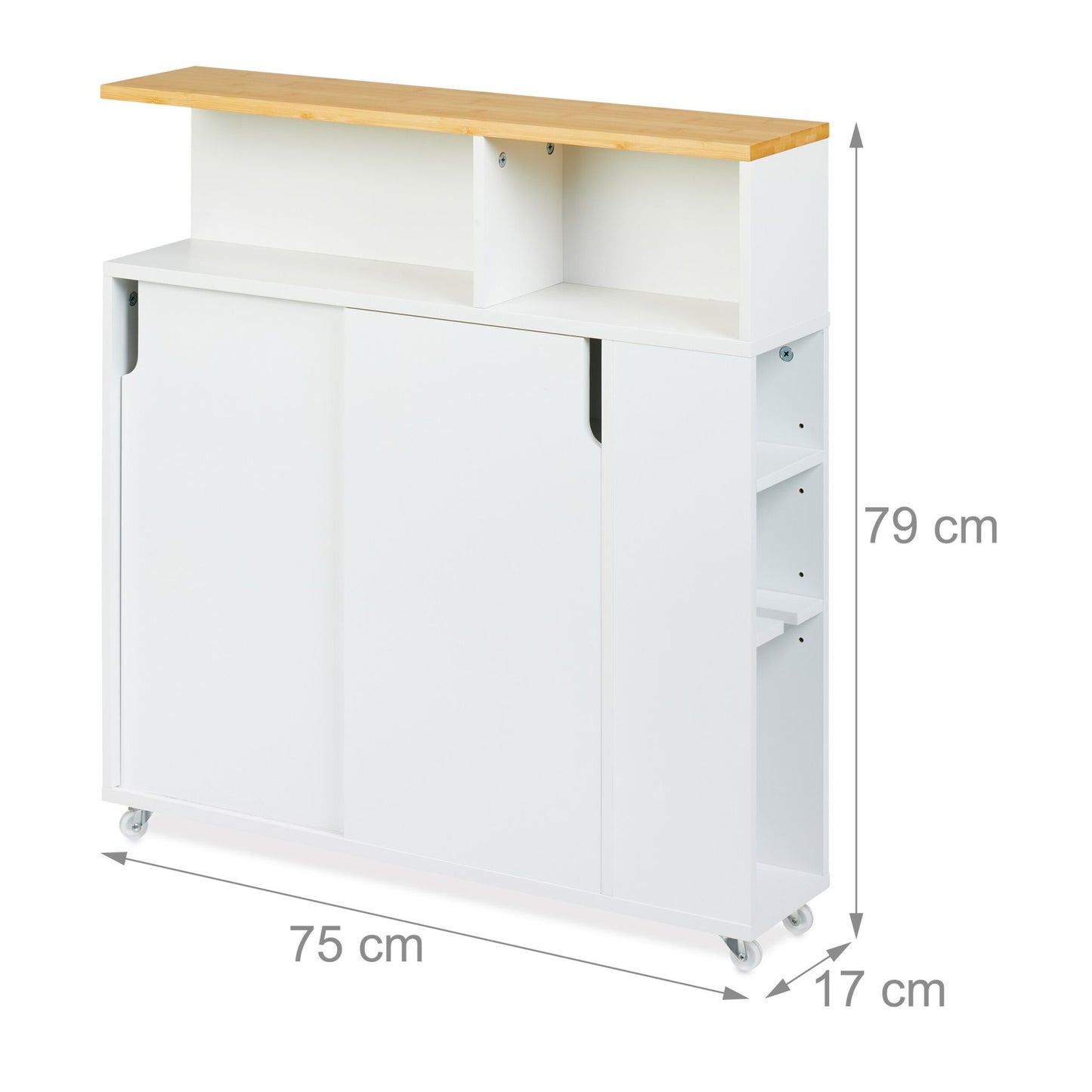 White niche cabinet with bamboo surface