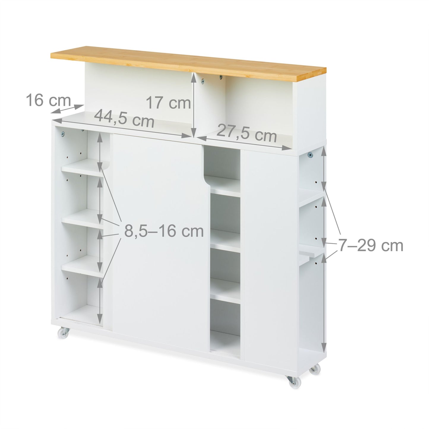 White niche cabinet with bamboo surface
