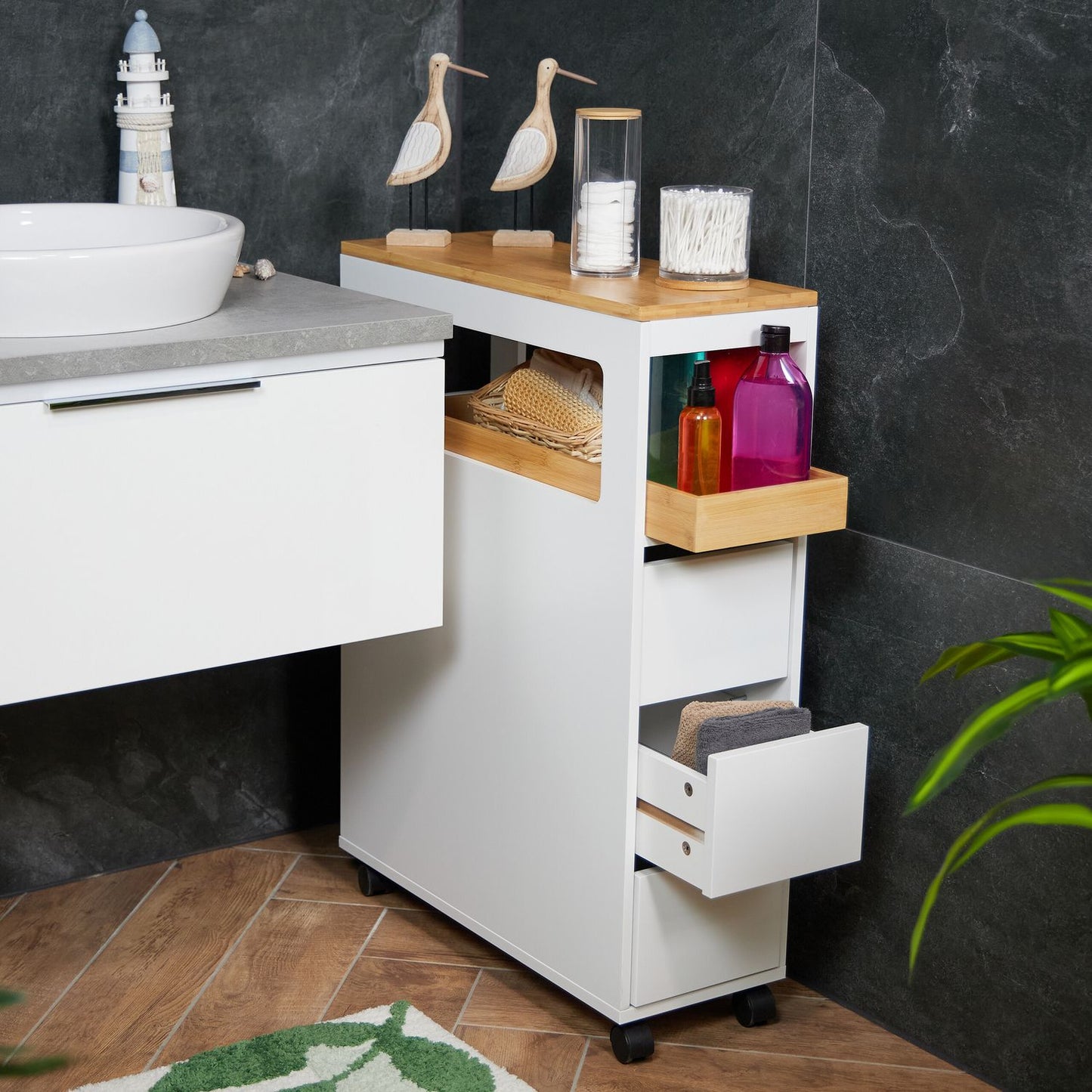 White niche cart with drawers