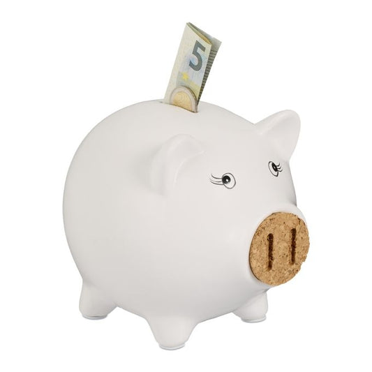 White piggy bank with cork nose