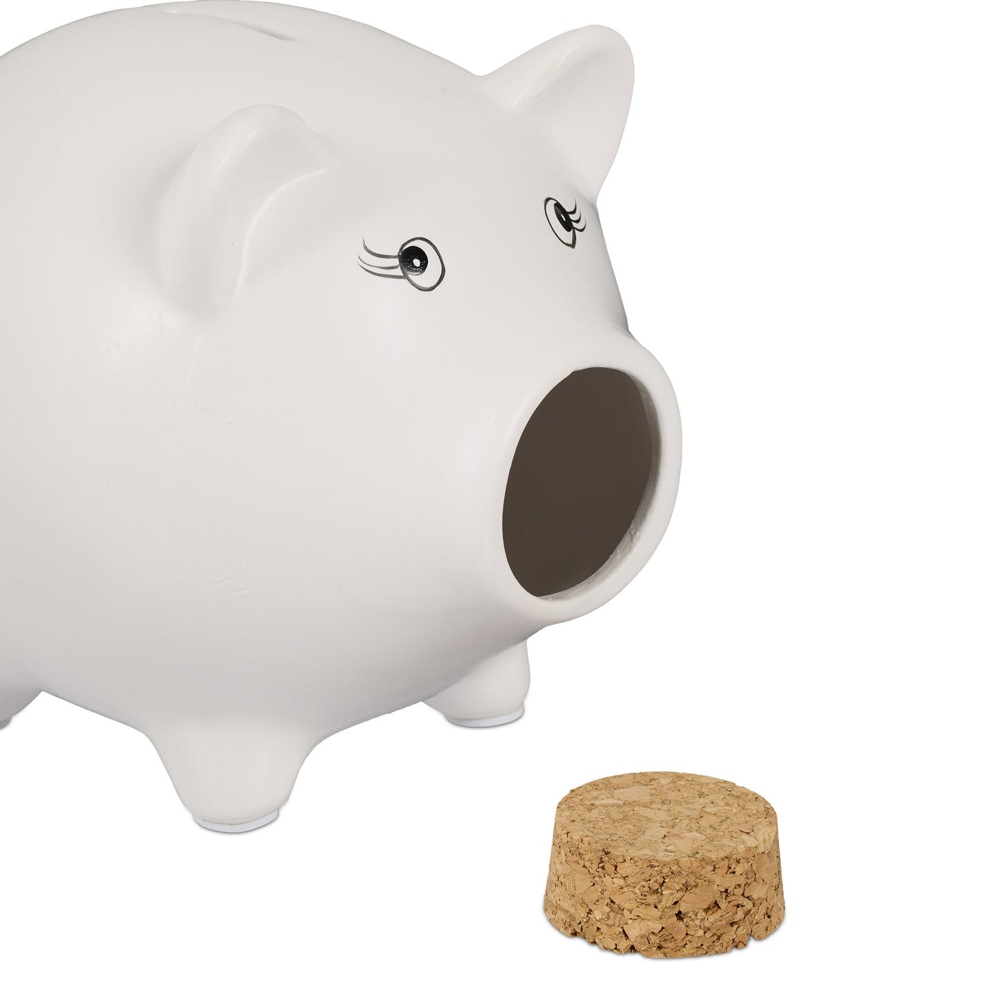 White piggy bank with cork nose