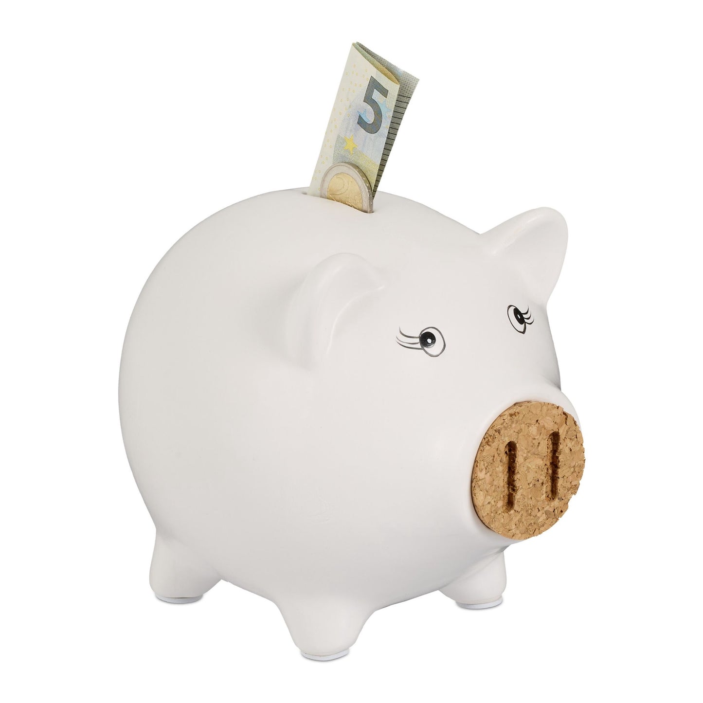 White piggy bank with cork nose