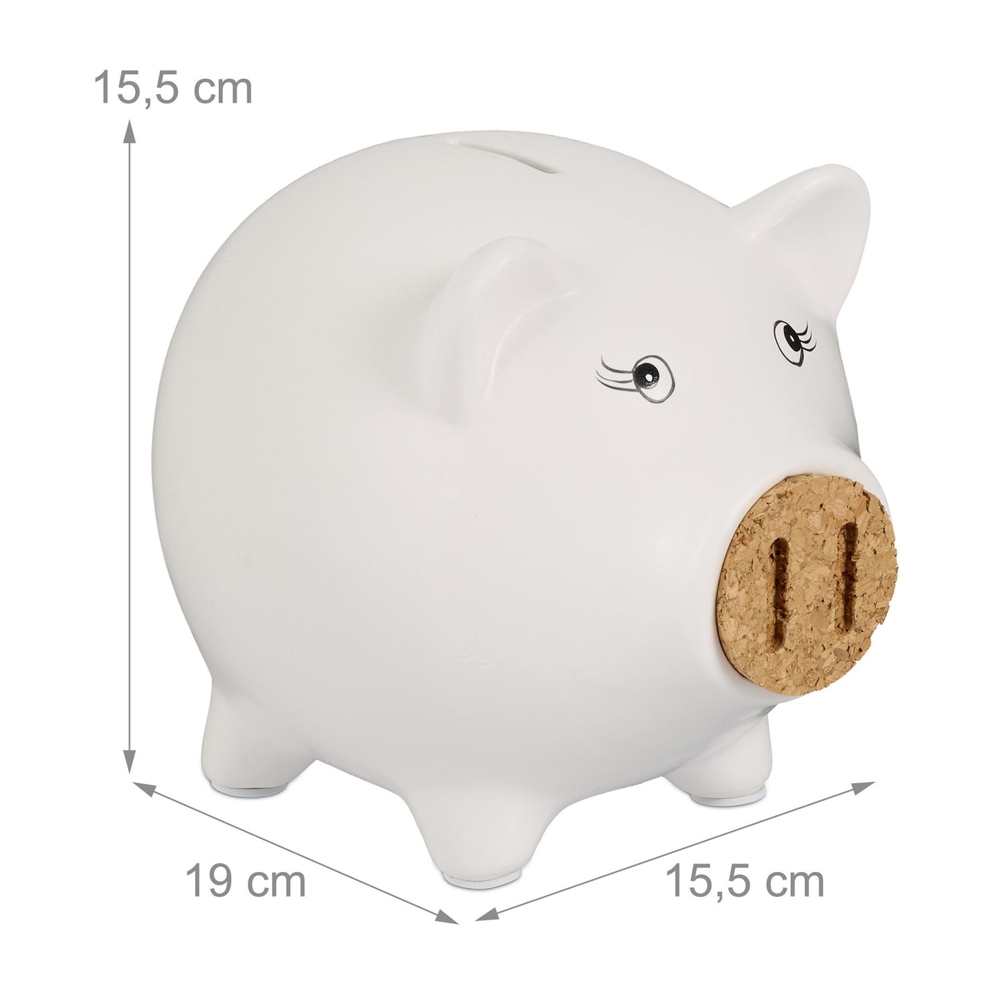 White piggy bank with cork nose