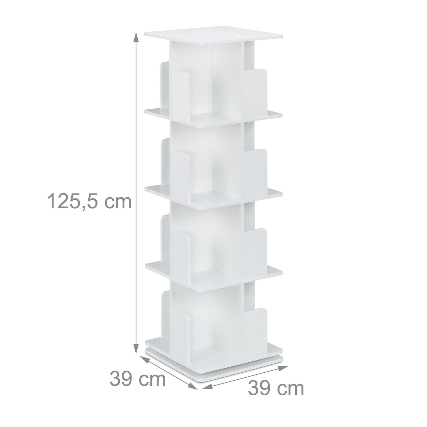 White rotating bookcase