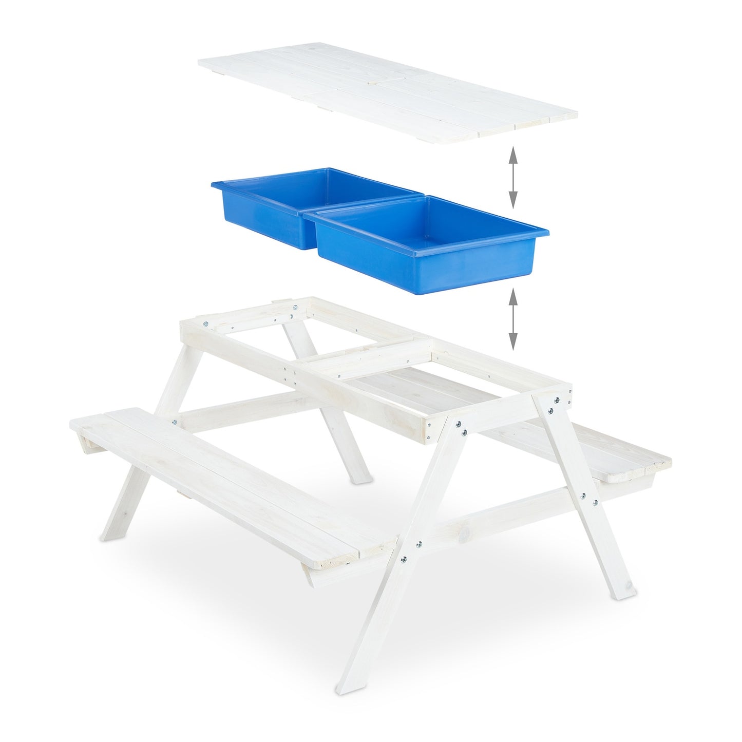 White seating area for children Wood with parasol