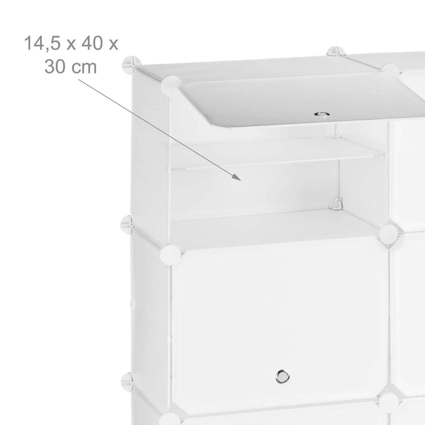 White shoe cabinet with 24 compartments