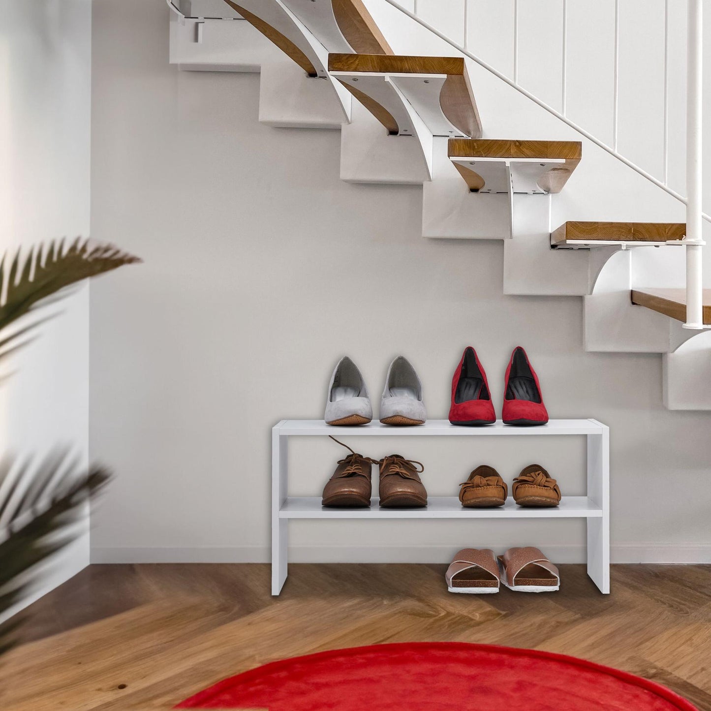 White shoe shelf with 2 shelves