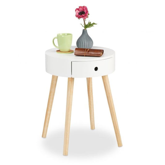 White side table with drawer