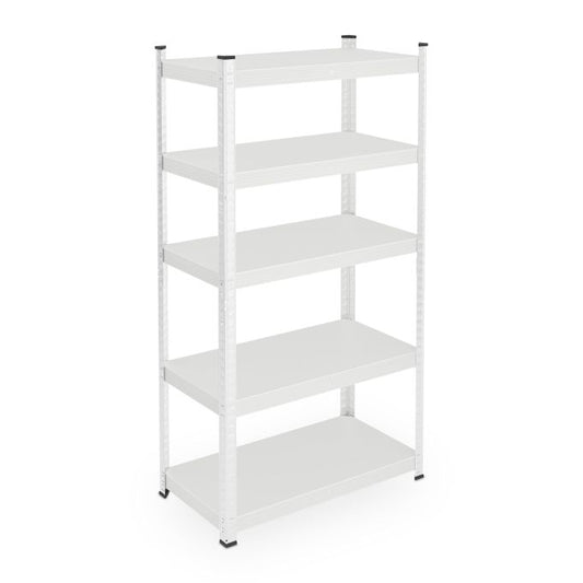 White strong metal shelf with 5 levels