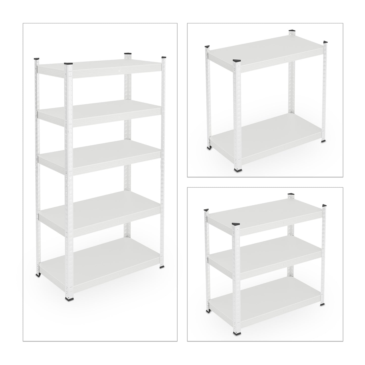White strong metal shelf with 5 levels