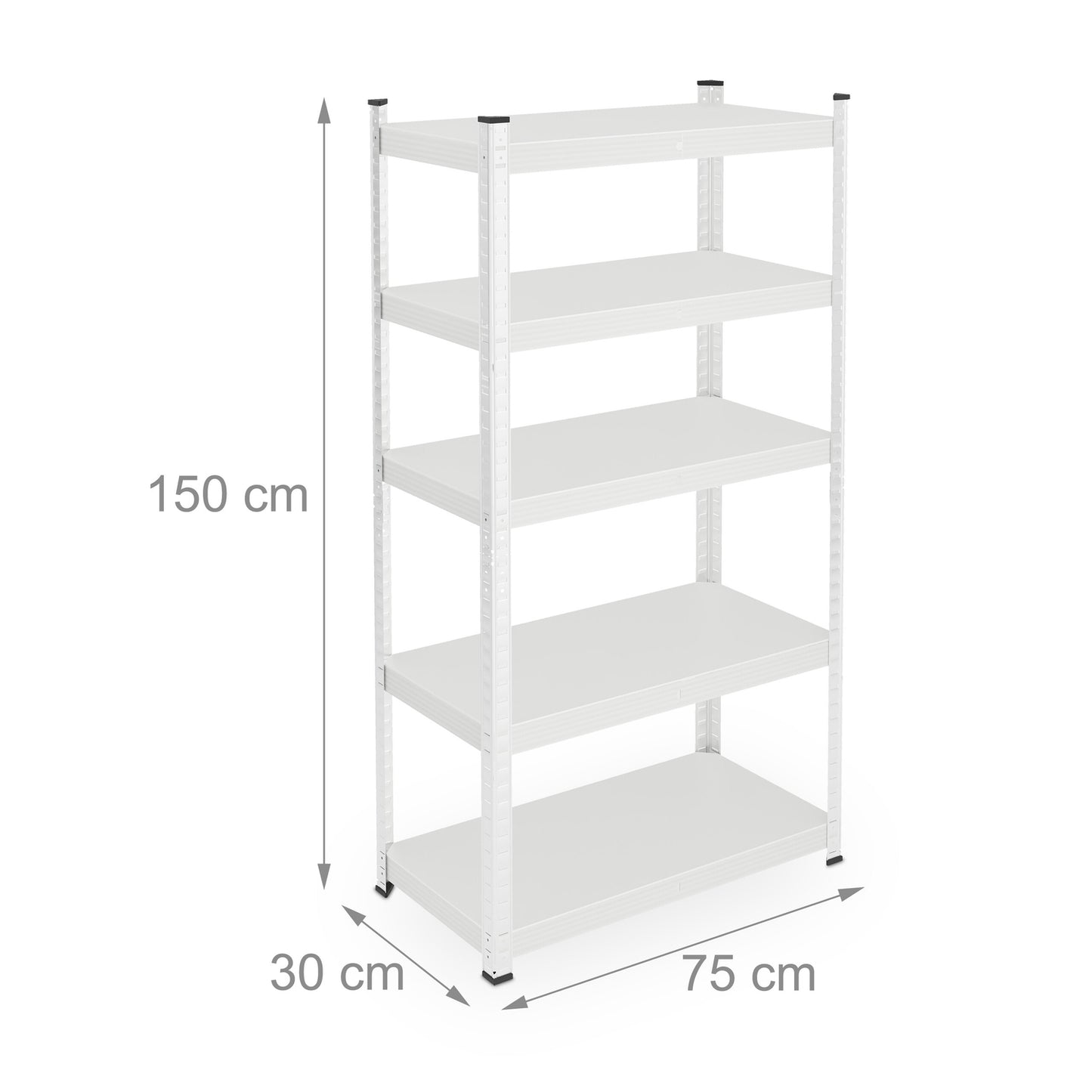 White strong metal shelf with 5 levels