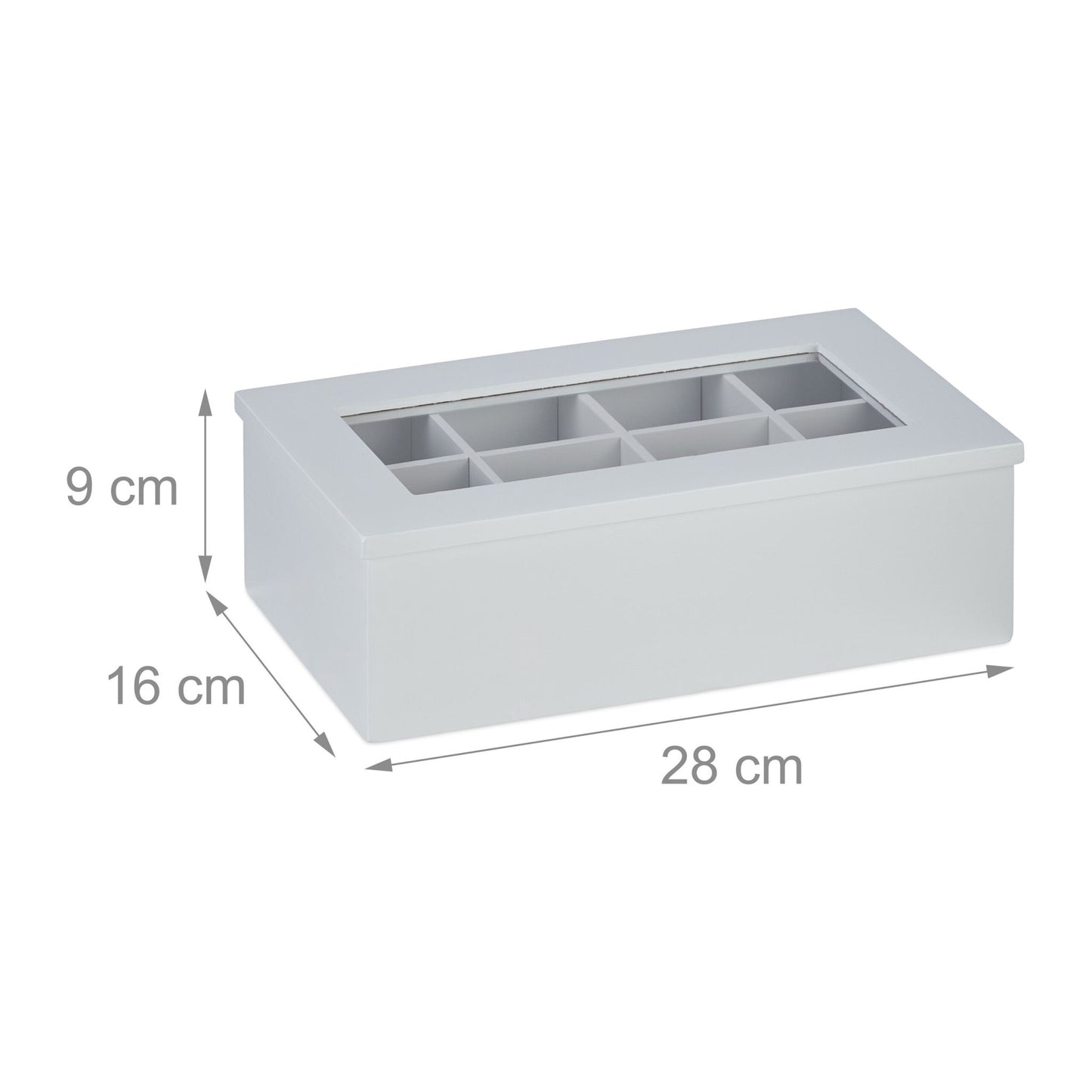 White tea box with 8 compartments