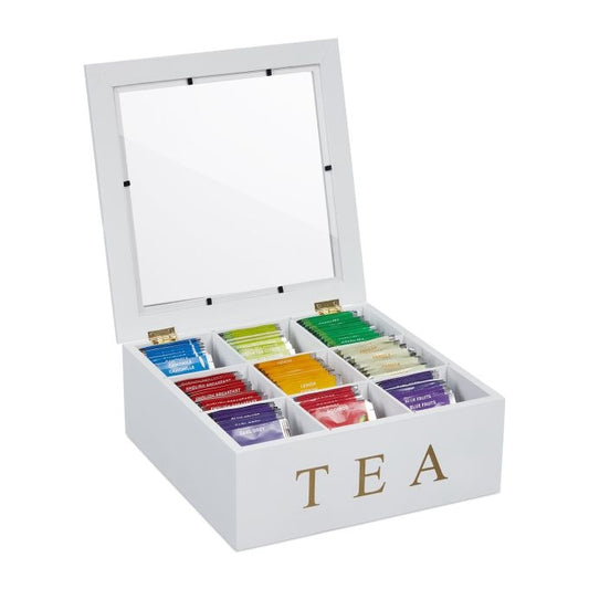 White tea box with 9 compartments
