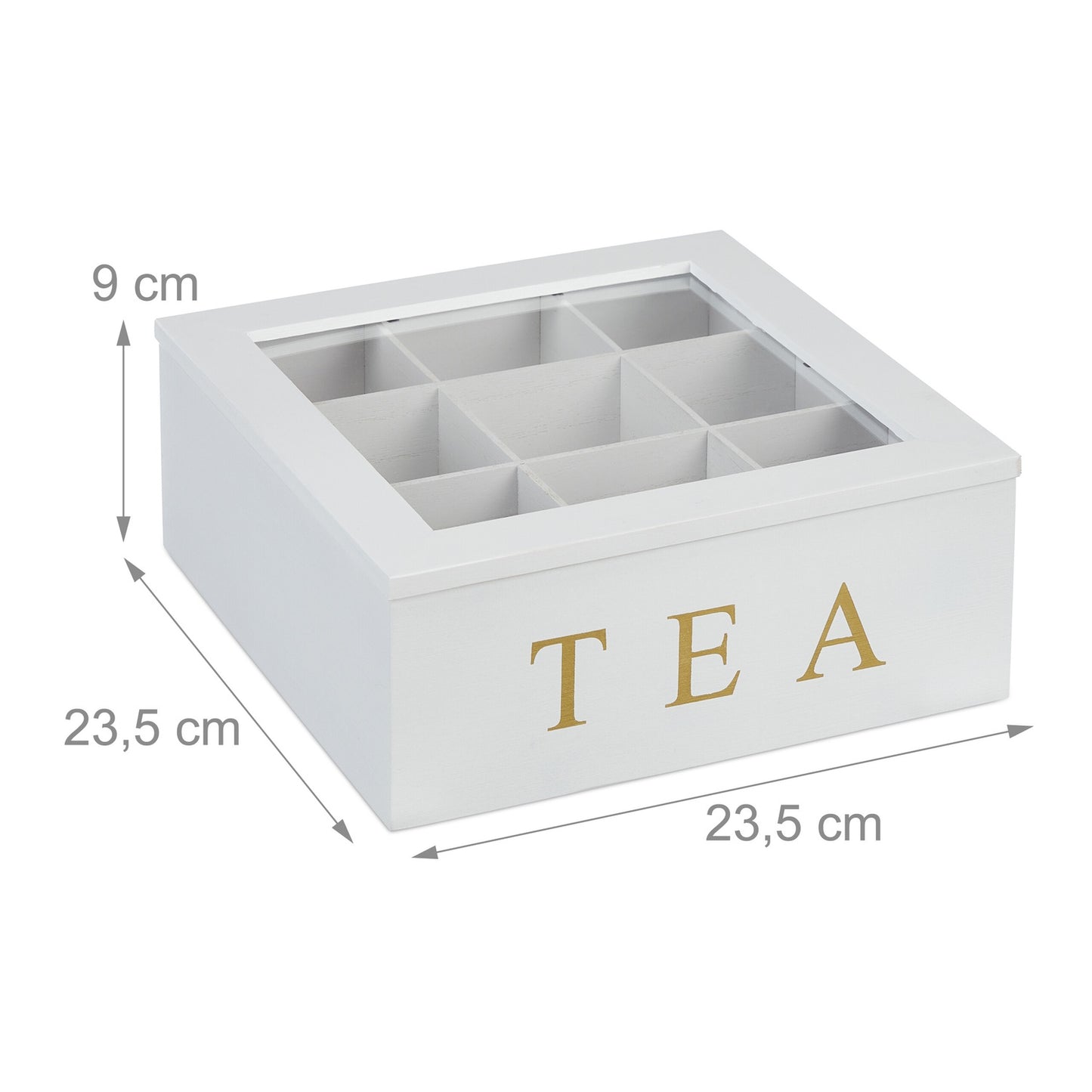 White tea box with 9 compartments