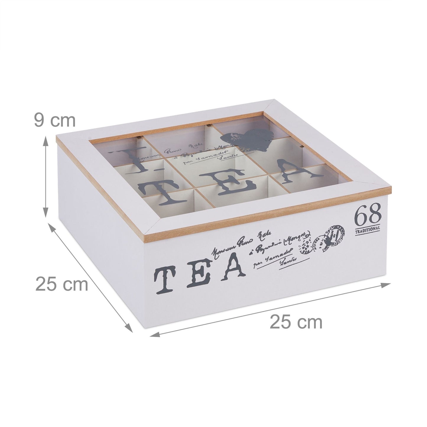 White tea box with 9 compartments