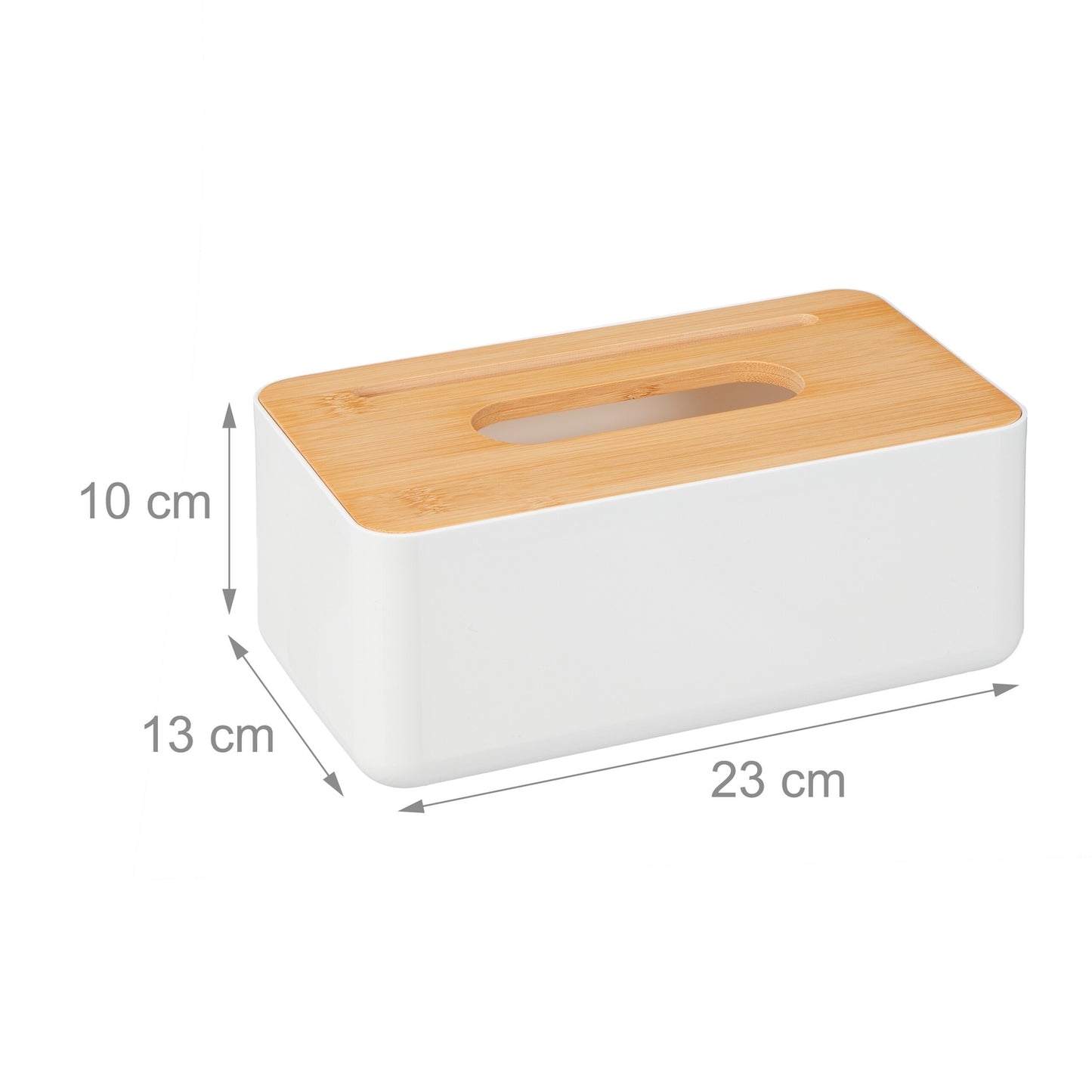 White tissue box with bamboo lid
