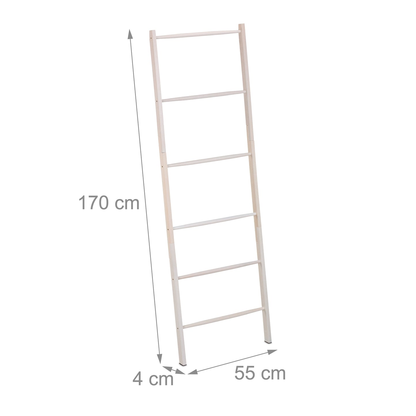 White towel rack with 6 pegs