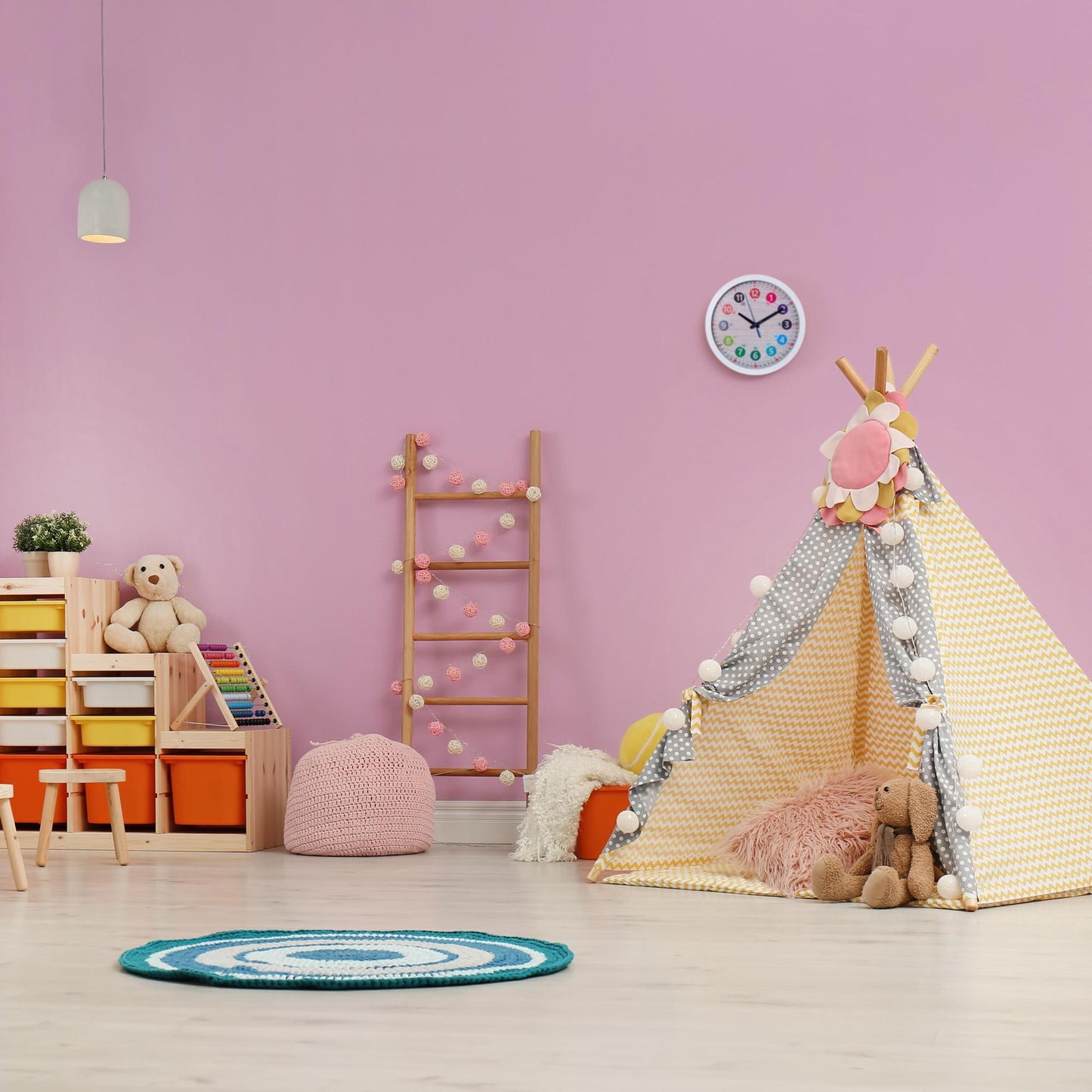 White wall clock for children