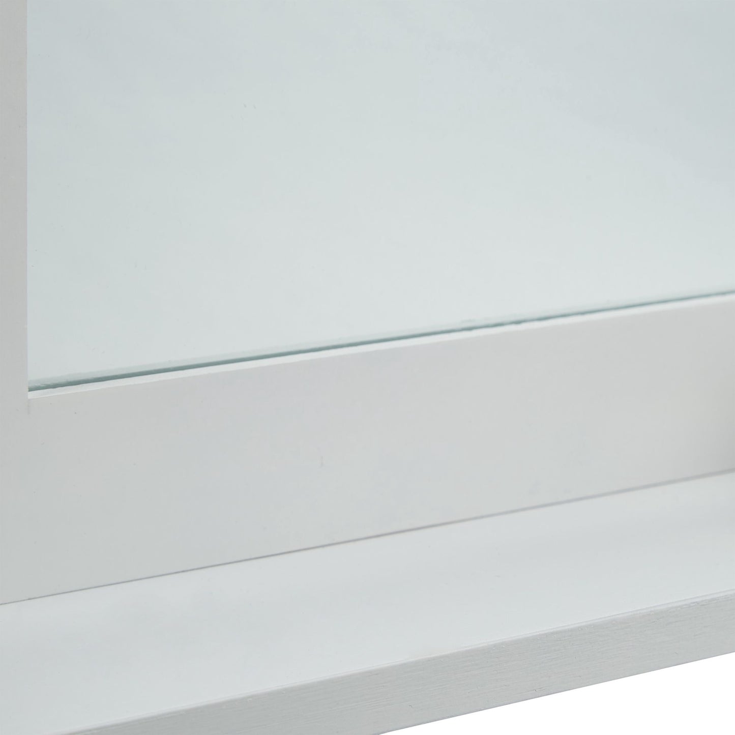 White wall mirror with shelf