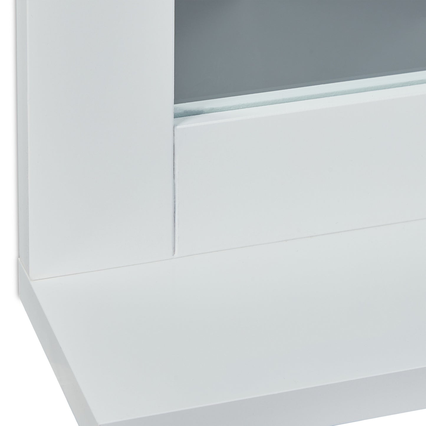 White wall mirror with shelf