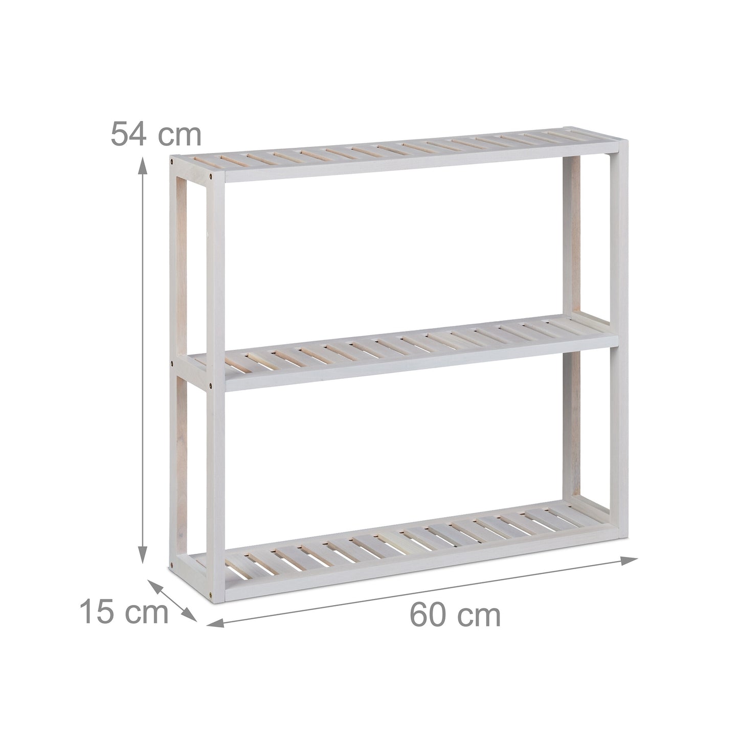 White wall shelf with 3 shelves
