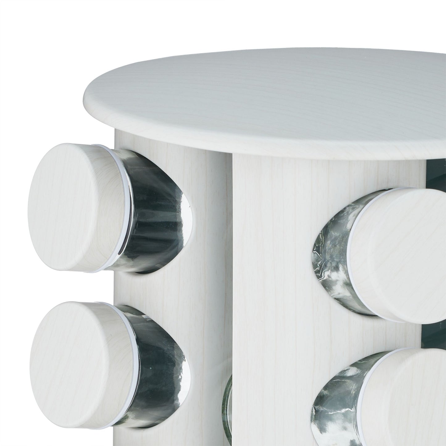 White wooden-look spice carousel