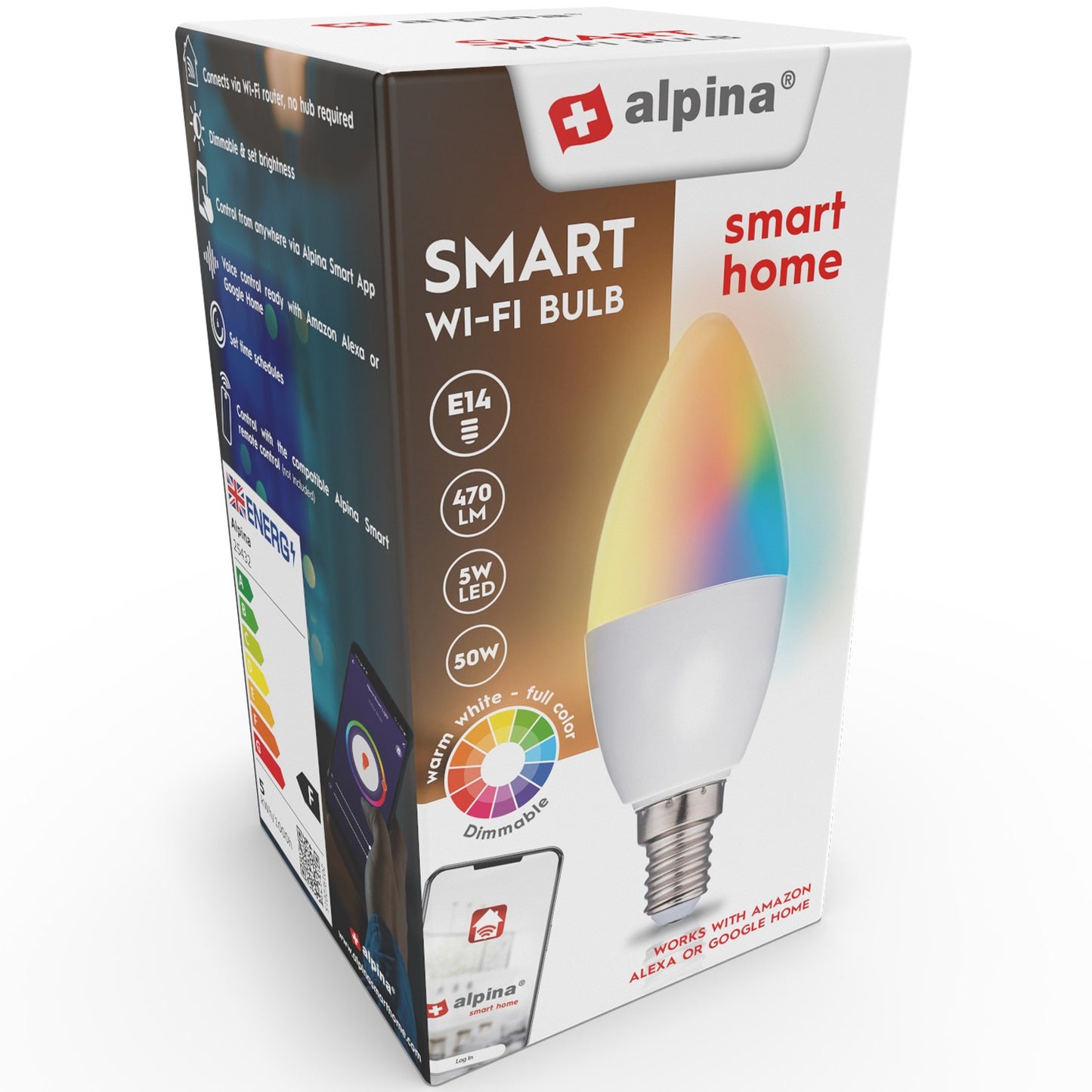 WiFi Smart E14 LED RGBW 4.9W 470 lm