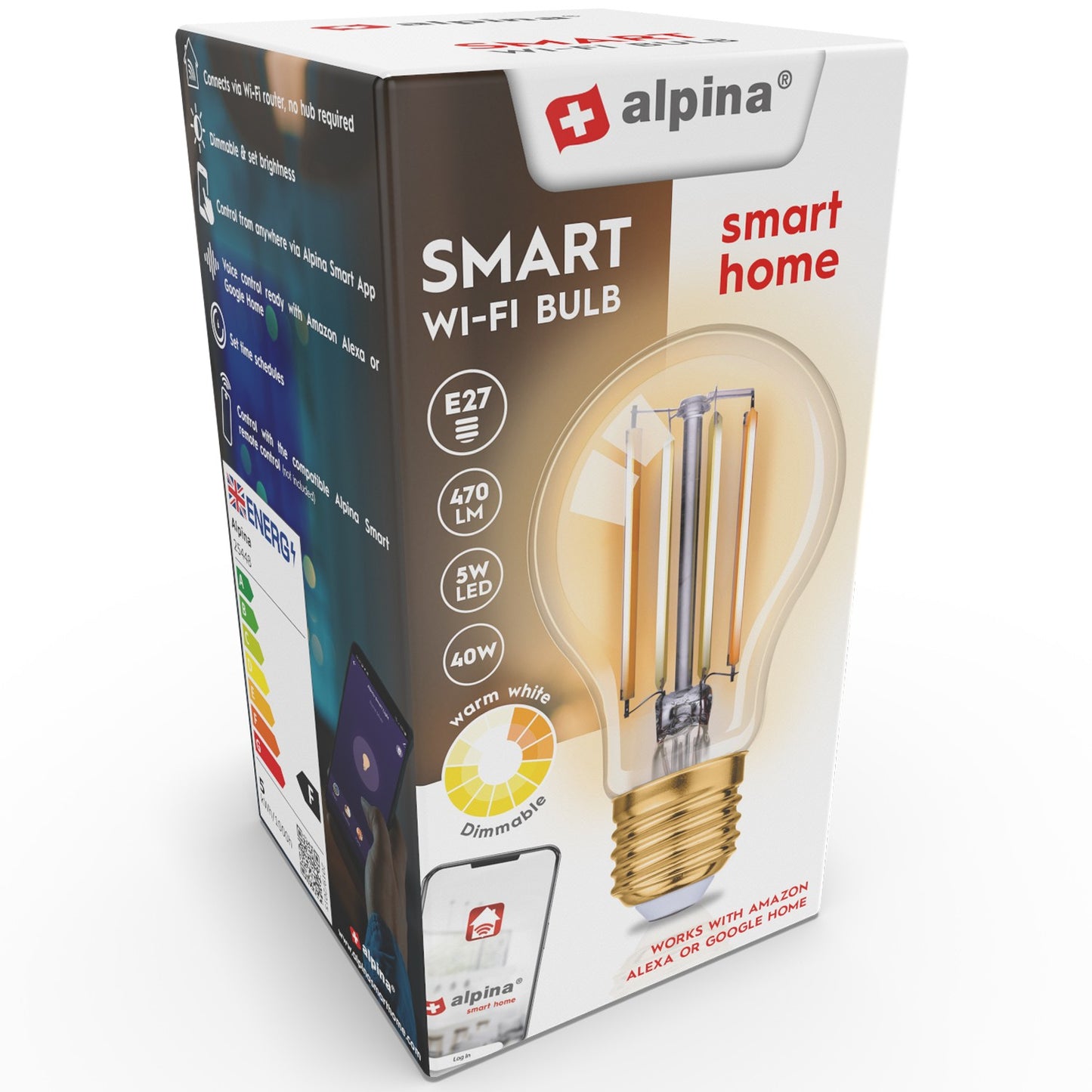 WiFi Smart E27 LED Filament Warm white 5.5W 470 lm