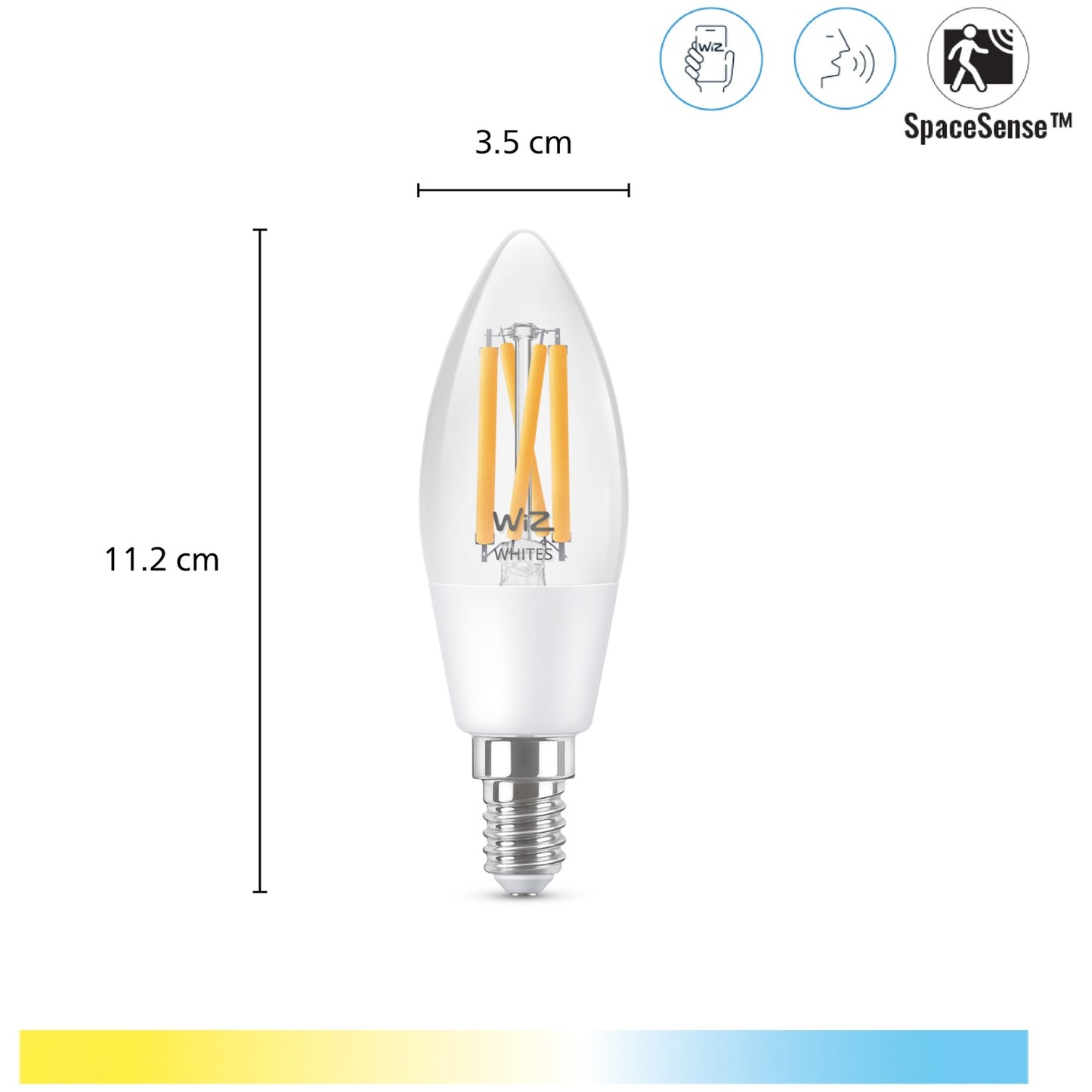 WiFi Smart LED E14 Krone 40W 470lm Filament Warm-cool white
