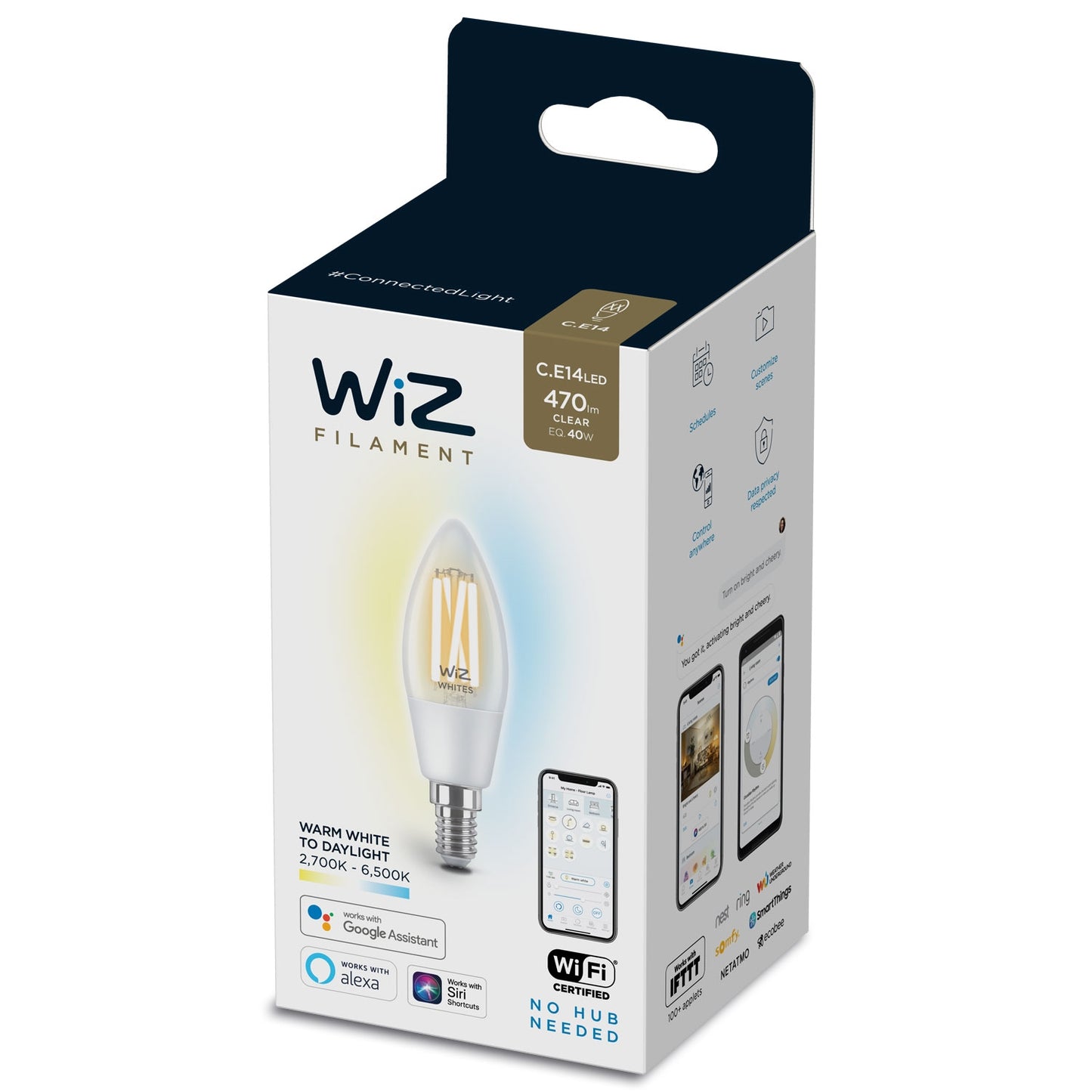 WiFi Smart LED E14 Krone 40W Filam Warm-cold