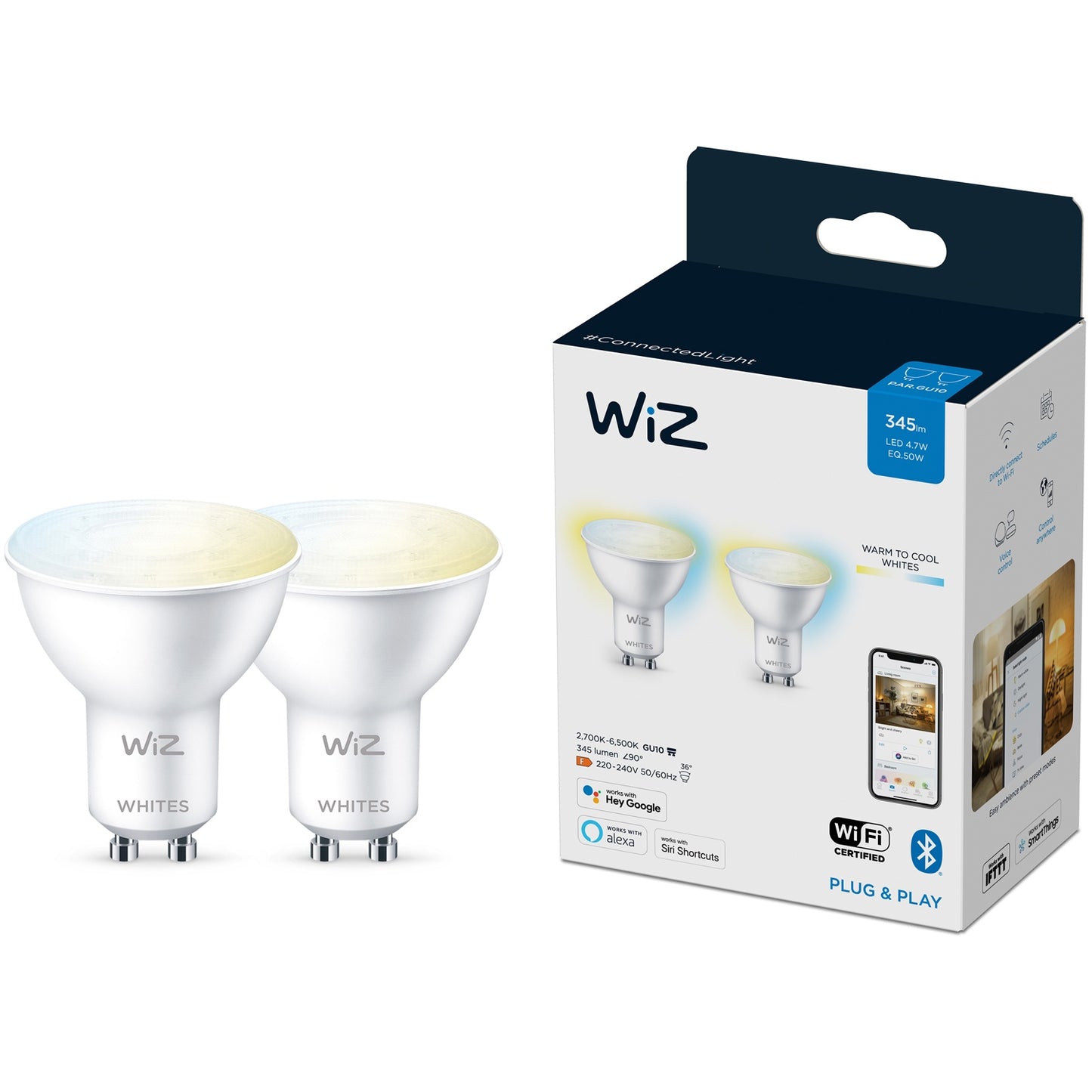 WiFi Smart LED GU10 50W Warm-cool white 2-pack